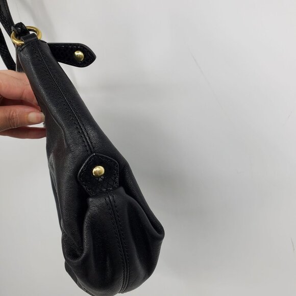 Coach Ashley Black Leather Snake Embossed Accent Gold Hardware Shoulder Purse - Picture 9 of 12